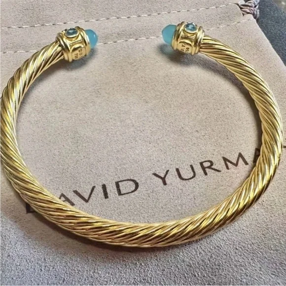 David Yurman Gold Twist 4mm Bracelet with Accents - Picture 2 of 5